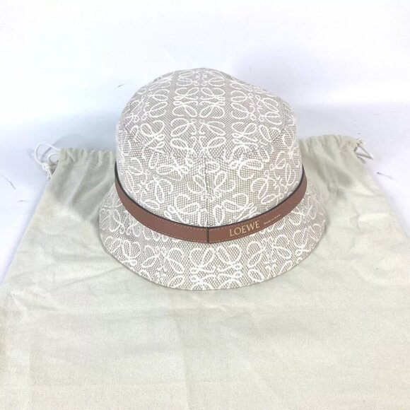 LOEWE K820HB1X41 Anagram jacquard logo Bucket hat bob hat BeigeBased Unused main image 10
